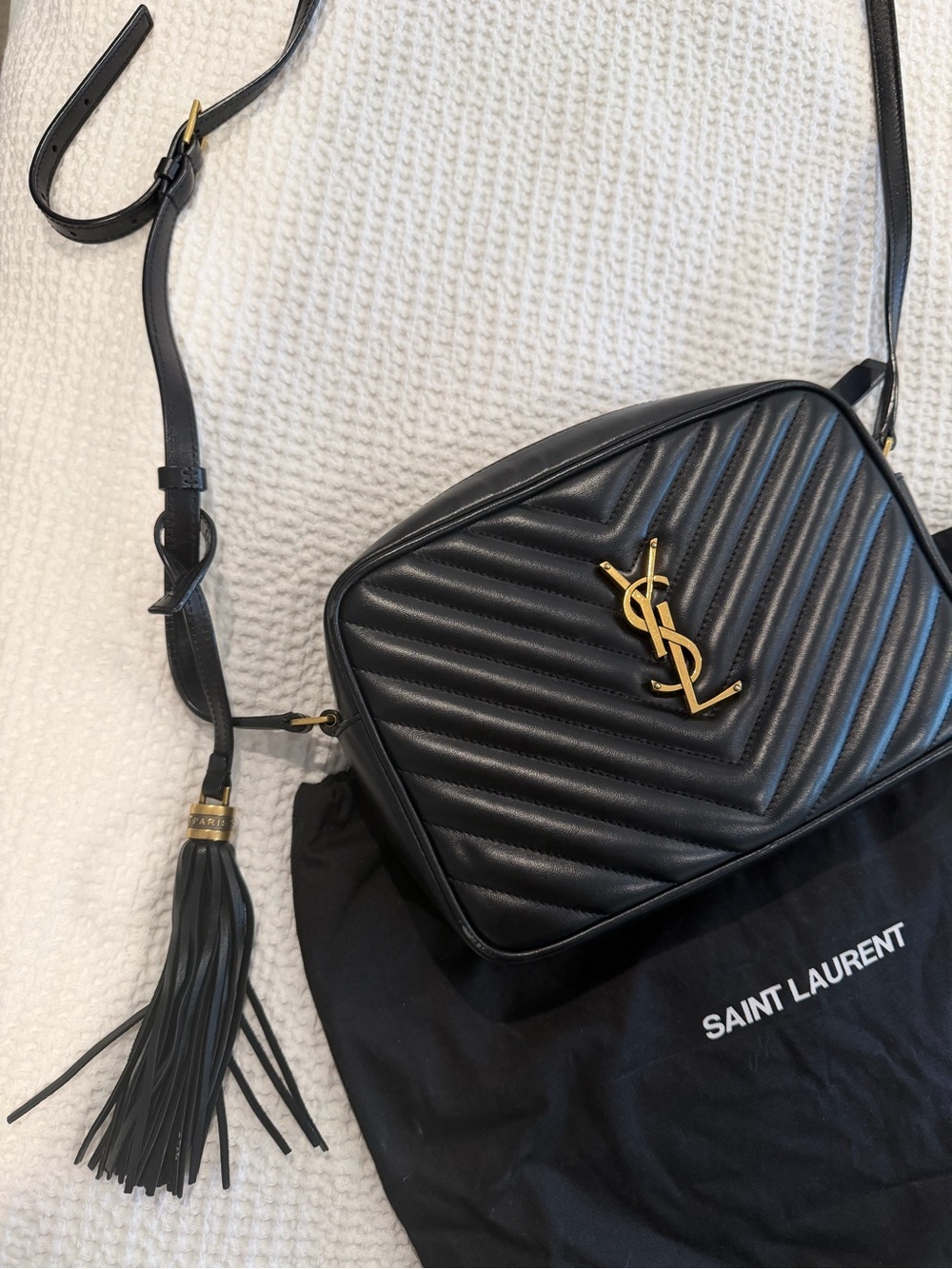 Saint Laurent Black Chevron Quilted Crossbody with Gold YSL Hardware - Picture 3 of 7